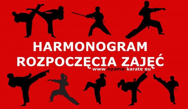 Harmonogram rozpoczęcia zajęć Karate Katowice, Ruda Śląska, Gliwice