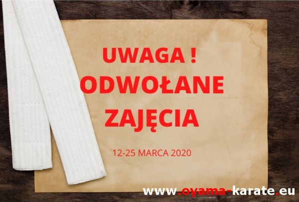Uwaga zawieszone treningi Karate Katowice i Gliwice